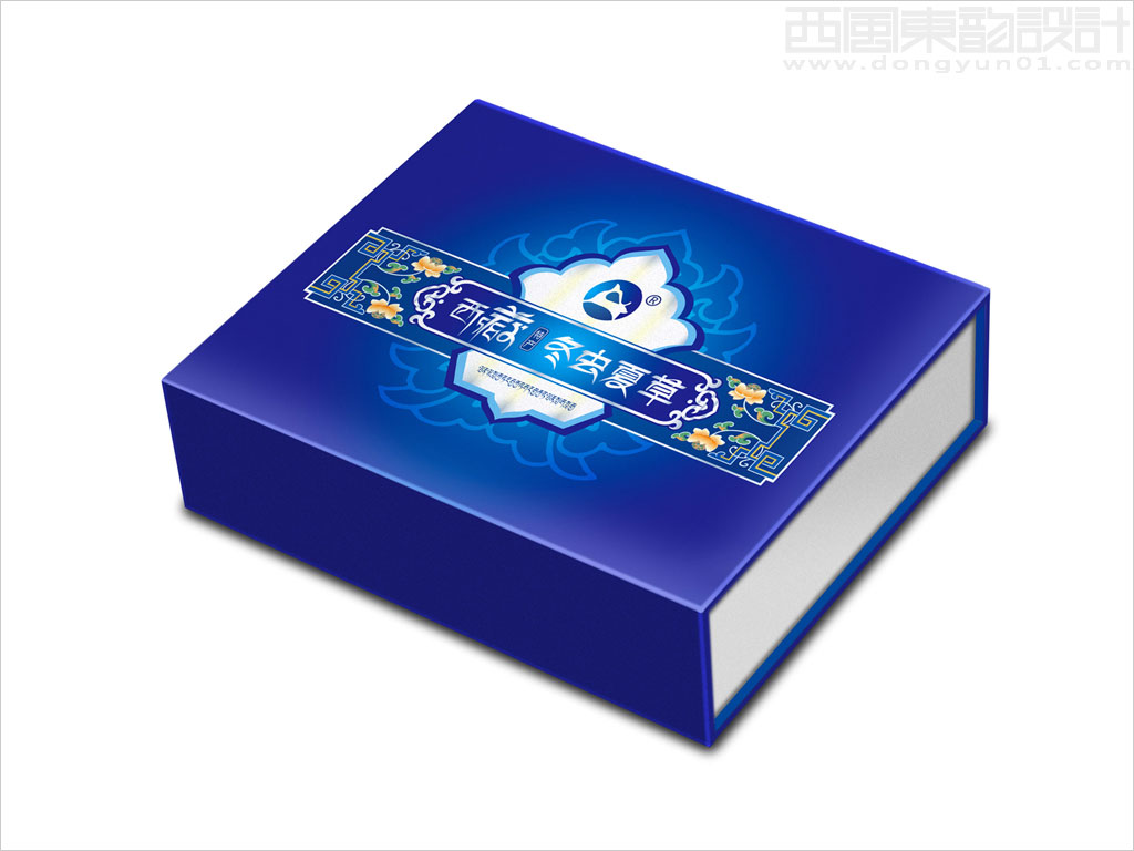 青海省藥材有限公司冬蟲夏草保健品禮盒包裝設(shè)計藍色色純凈版