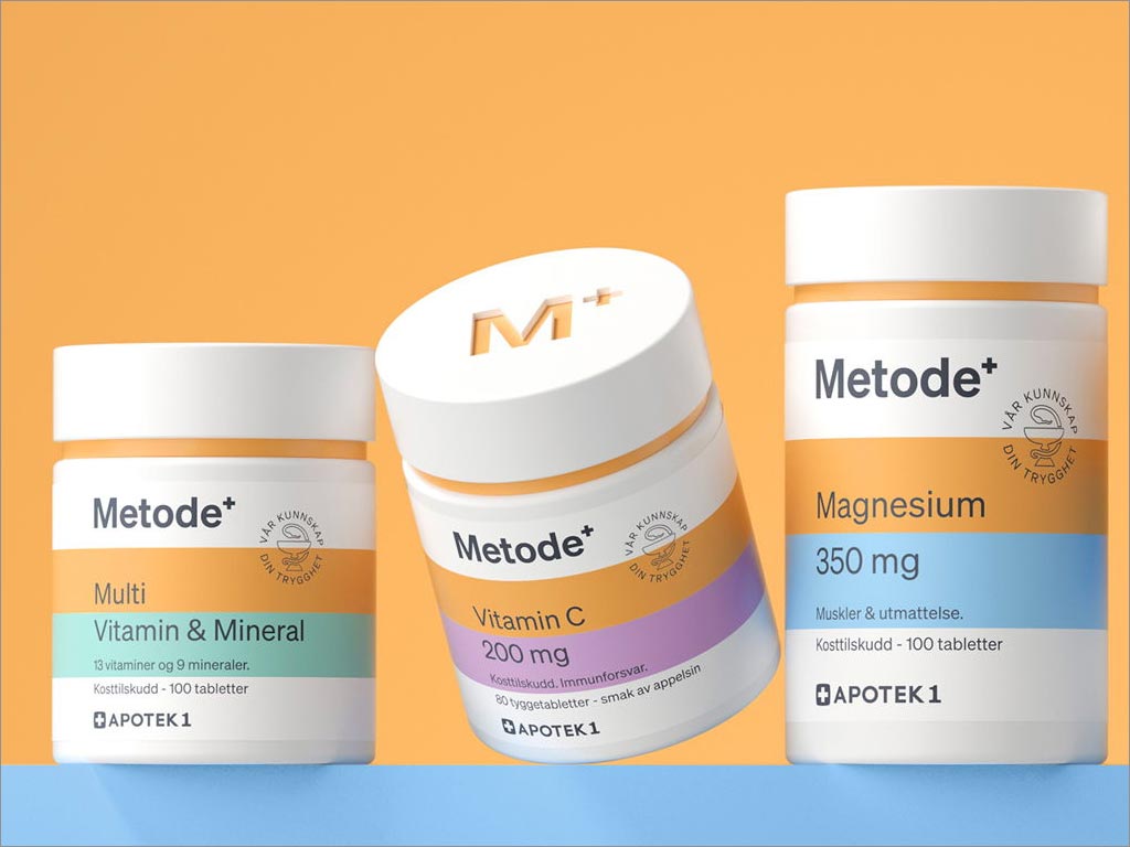 挪威Apotek1藥品連鎖店Metode品牌營養品包裝設計